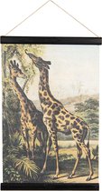 Clayre & Eef Wandkleed 40*2*60 cm Meerkleurig Linnen Rechthoek Giraffen Wanddoek Wandhanger Wandkaart