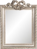 Clayre & Eef Wandspiegel 25*2*34 cm Zilverkleurig Hout Rechthoek Strik Grote Spiegel Muur Spiegel Wand Spiegel