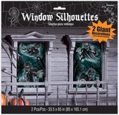 Amscan Raamdecoratie Haunted House 85 X 165 Cm Grijs 2-delig