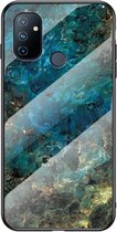 OnePlus Nord N100 Hoesje - Marble Glass Cover - Emerald / Goud