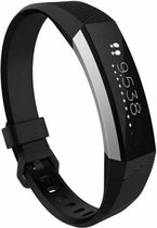 Siliconen Smartwatch bandje - Geschikt voor  Fitbit Alta / Alta HR siliconen bandje - zwart - Maat: L - Horlogeband / Polsband / Armband