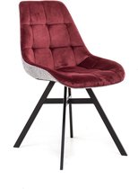 Isa Eetkamerstoel - Velvet Bordeaux - Licht Grijs Stof- Greep Op Rugleuning - Per 2 Stuks - Mister Habitat