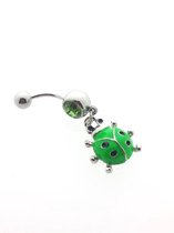 Navelpiercing lieveheersbeestje groen chirurgisch staal volwassenen dames