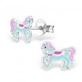 Aramat jewels ® - 925 sterling zilveren oorbellen pony lichtblauw