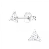 Aramat jewels ® - Kinder oorbellen driehoek kristal 925 zilver transparant 4mm