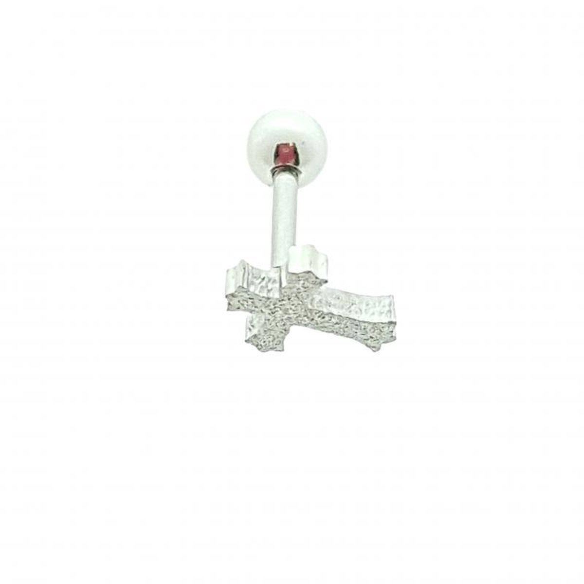 Aramat Jewels | Piercings | Stijlvolle Helixpiercing met Kruis - Zilverkleurig | | | |6mm | Staal | Volwassenen | Verkleurd niet