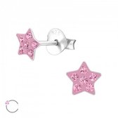 Aramat jewels ® - Zilveren oorbellen ster 5mm roze swarovski elements kristal