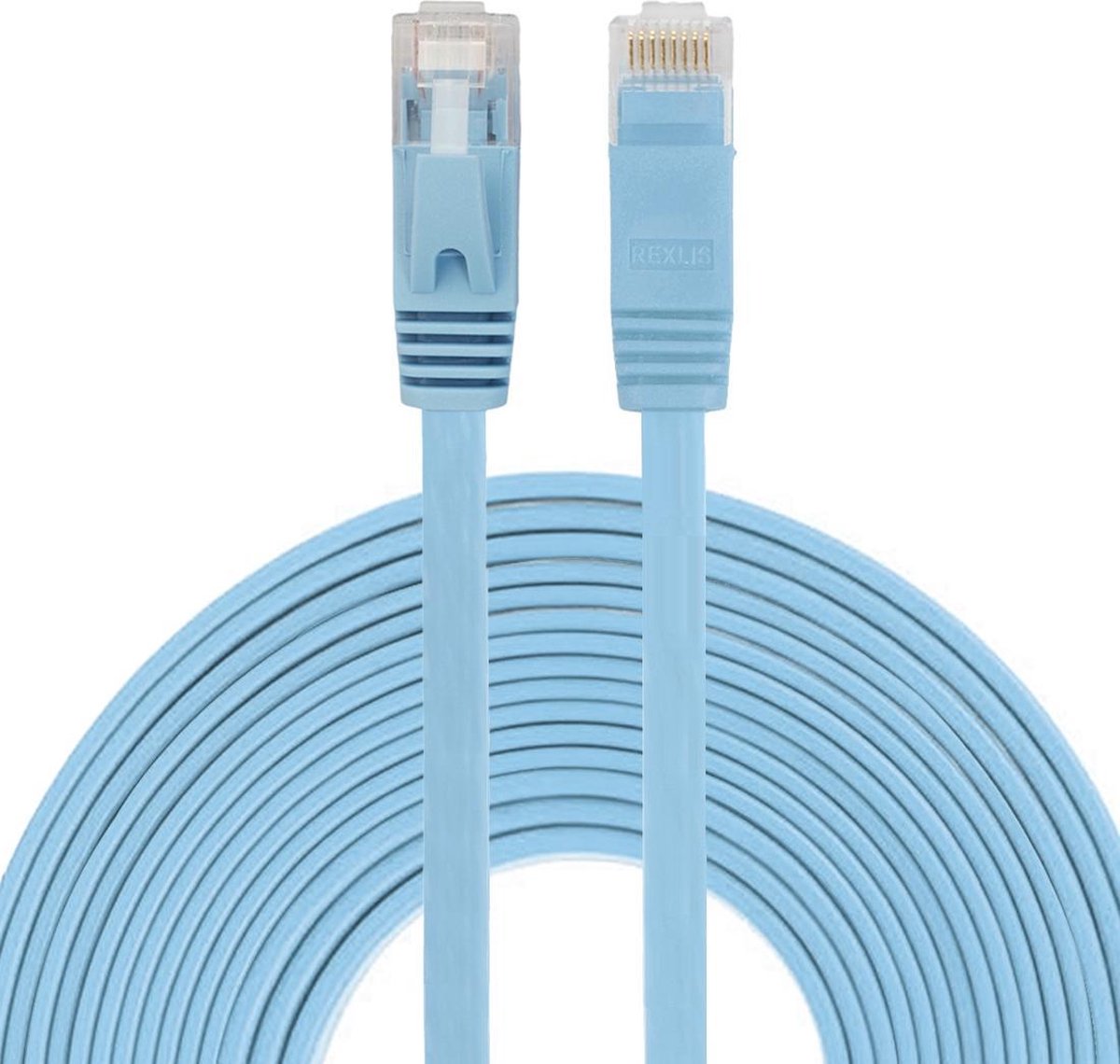 8m CAT 6 Ultra dunne Flat Ethernet netwerk LAN kabel (1000Mbps) - Blauw - internet kabel