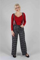 Voodoo Vixen Wijde broek -L- Cassie Checked With Braces Zwart