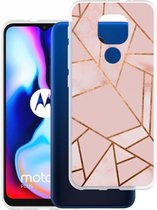 iMoshion Design voor de Motorola Moto E7 Plus / G9 Play hoesje - Grafisch Koper - Roze / Goud