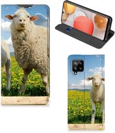 Book Stand Case met foto Geschikt voor Samsung Galaxy A42 Telefoon Hoesje Schaap en Lammetje