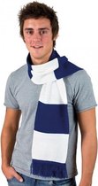Gestreepte sjaal kobalt blauw met wit