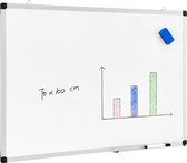Acaza whiteboard magnetisch - 70x100cm - Wit - Incl. ophangsysteem, stift en wisser