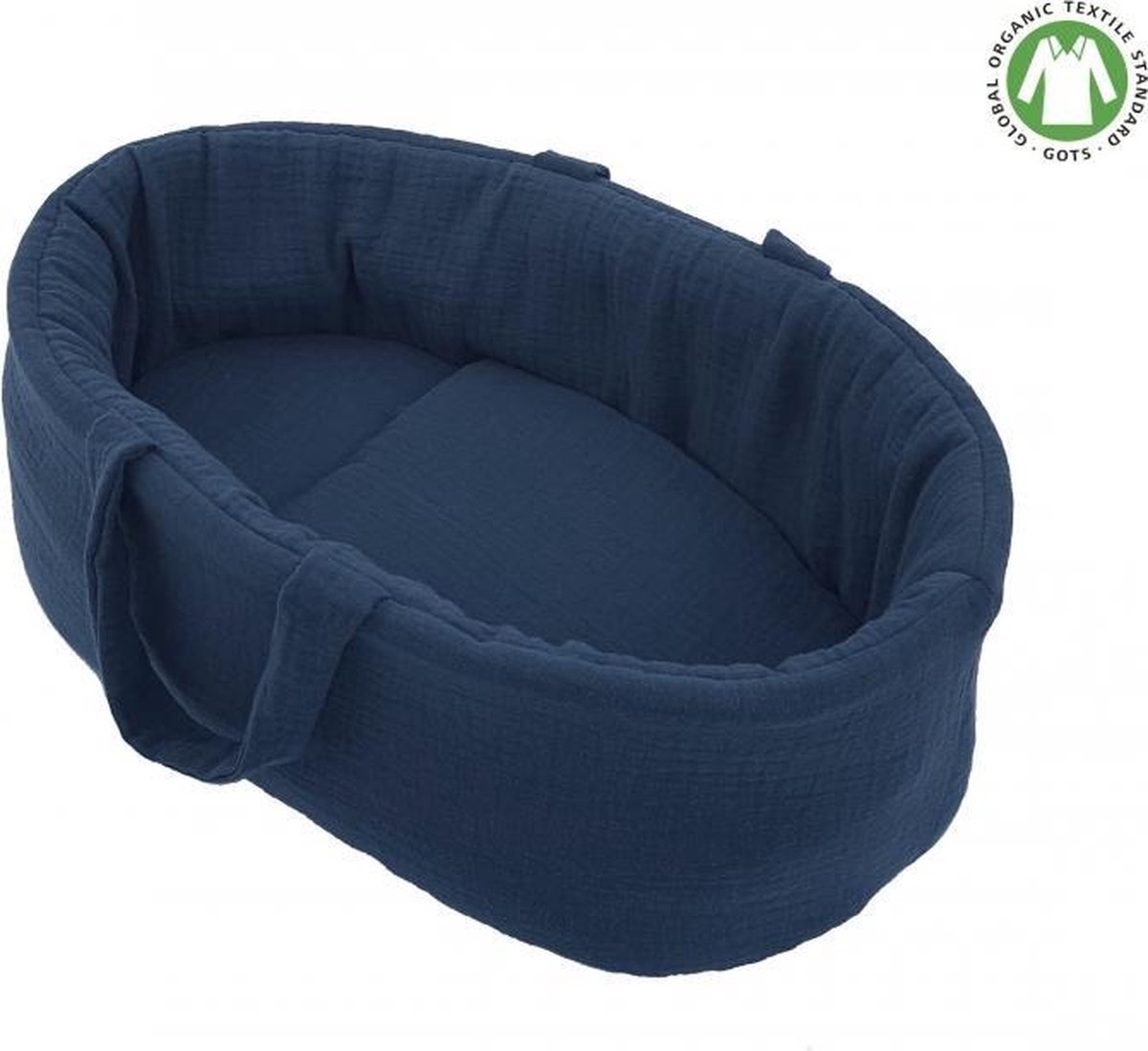Poppendraagmand Indigo Blauw Mousseline