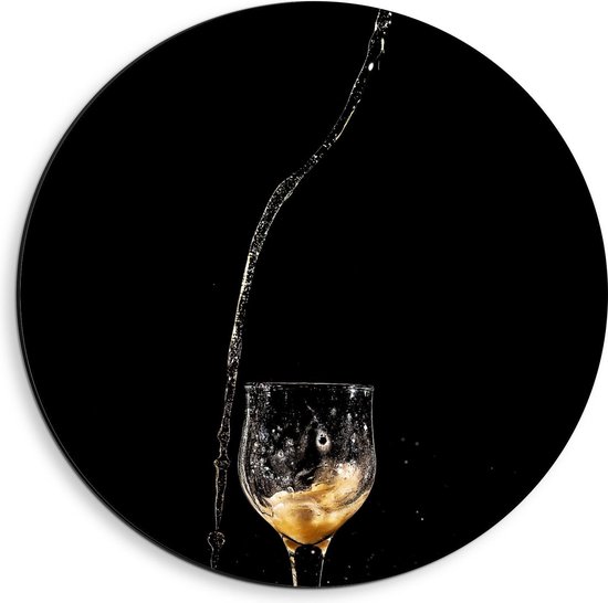 Dibond Wandcirkel - Champagne in Glas - 40x40cm Foto op Aluminium Wandcirkel (met ophangsysteem)
