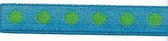 SR1208-06 Ribbon 10mm 20mtr with woven circles (06) turquoise/green