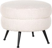 By Kohler Poef rond wit zwarte poten schaap stof (r-000SP40072)