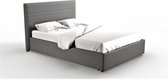 MEZZA bed voor volwassenen 140 x 190 cm met hoofdbord + opbergkist - grijze stof