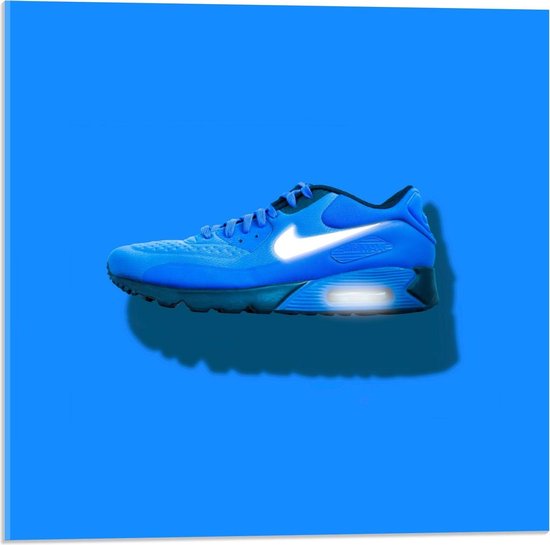 Verdienen dikte voordeel Plexiglas - Blauwe Nike Schoenen op Blauwe Achtergrond - 50x50cm Foto op  Plexiglas... | bol.com