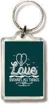 Sleutelhanger - loves endures all things - Bijbel - Christelijk - Majestic Ally - 1 stuk