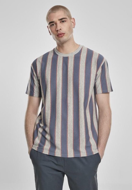 Urban Classics Heren Tshirt Printed Oversized Bold Stripe Multicolours