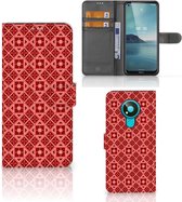Smartphone Hoesje Nokia 3.4 Wallet Book Case Batik Red