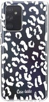 Casetastic Samsung Galaxy A52 (2021) 5G / Galaxy A52 (2021) 4G Hoesje - Softcover Hoesje met Design - Leopard Print White Print