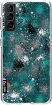 Casetastic Samsung Galaxy S21 Plus 4G/5G Hoesje - Softcover Hoesje met Design - Paint Splatter Dark Green Print