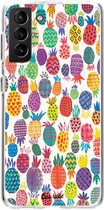 Casetastic Samsung Galaxy S21 Plus 4G/5G Hoesje - Softcover Hoesje met Design - Happy Pineapples Print