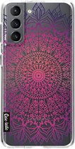 Casetastic Samsung Galaxy S21 4G/5G Hoesje - Softcover Hoesje met Design - Happy Mandala Print