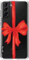 Casetastic Samsung Galaxy S21 Plus 4G/5G Hoesje - Softcover Hoesje met Design - Christmas Ribbon Print