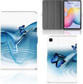 Tablethoesje met Naam Geschikt voor Samsung Galaxy Tab S6 Lite | Tab S6 Lite 2022 Hoes met Magneetsluiting Vlinders