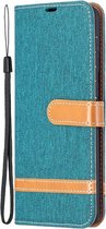 Denim Book Case - Samsung Galaxy S21 Plus Hoesje - Groen