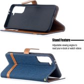 Denim Book Case - Samsung Galaxy S21 Plus Hoesje - Blauw