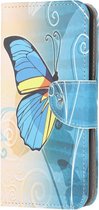Book Case - Samsung Galaxy A12 Hoesje - Blauwe Vlinder