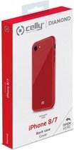 Celly Diamond Glass Back Cover Apple iPhone 8 / 7 / 6S / 6 Rood