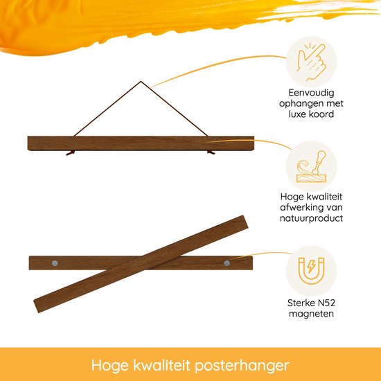 Homium Posterhanger 30 cm - Teak hout - poster ophangsysteem - Posterlijst - Posterhouder