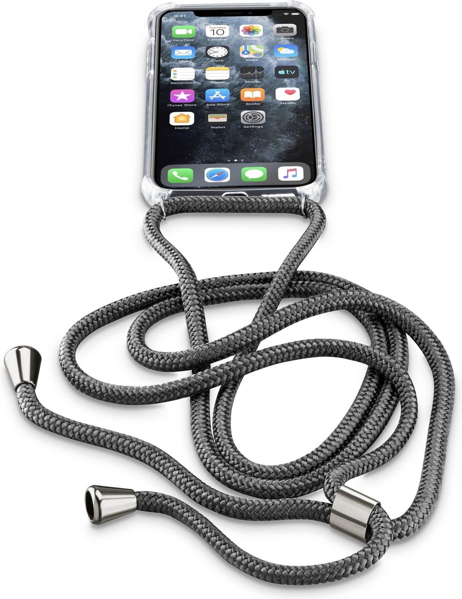 Cellularline - iPhone 11 Pro Max, hoesje aanpasbaar koord, zwart