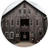 Dibond Wandcirkel - Groot Houten Huis - 60x60cm Foto op Aluminium Wandcirkel (met ophangsysteem)