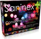 Saninex - condooms - 144 stuks - condooms met glijmiddel - dotted - met aroma - x game
