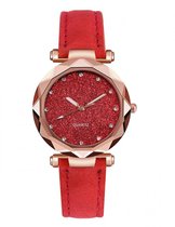 Hidzo Horloge Quartz Ø 38 - Rood/Rose - In Horlogedoosje