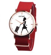 Hidzo Horloge Oktime Reizen Ø 41 - Rood - In Horlogedoosje