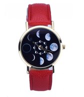Montre Hidzo Moon Ø 37 - Rouge - Cuir artificiel - Dans boîte à montre