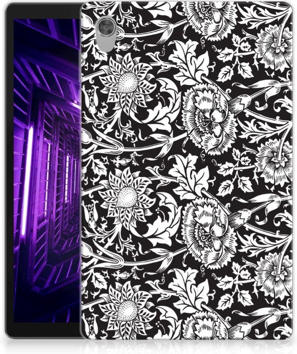 Lenovo Tab M10 HD (2de generatie) Siliconen Hoesje Black Flowers