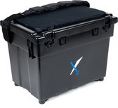 X2 Zitkoffer - Britse Box - Opbergbox - Zitmand - Viskist - Zitkist - Zoutwater bestendig - Kunststof - Zwart - incl Kussen en draagband