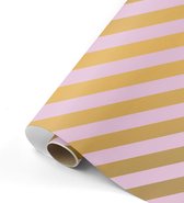 Cadeaupapier kaftpapier Bold Lines roze/goud 70x200 cm