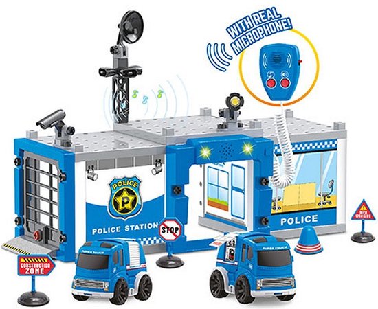 Play Set Police Station With 2 Cars Friction L-s - Toi-Toys