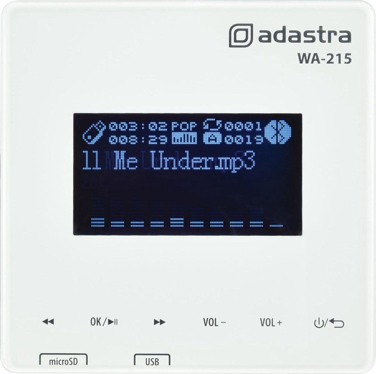 Adastra WA-215 inbouw muurversterker USB/SD en Bluetooth 2x 15W