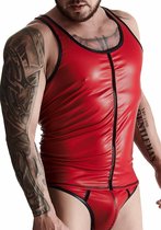 Wetlook Men's sleeveless t-shirt - Red - Maat L - Lingerie For Him - red - Discreet verpakt en bezorgd