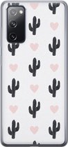 Samsung Galaxy S20 FE hoesje siliconen - Cactus hartjes - Soft Case Telefoonhoesje - Planten - Zwart